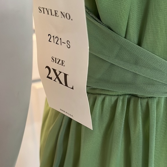 NWT Sage Green Chiffon Cocktail Dress 2X with Bolero Jacket - Picture 5 of 7